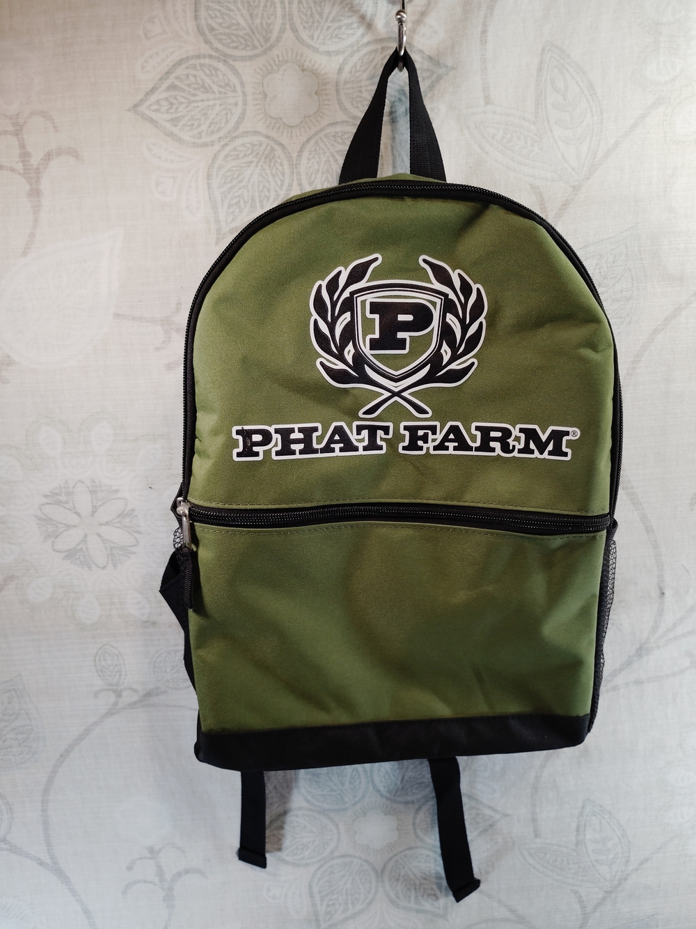 Phat Farm Olive Green and Black Logo Backpack